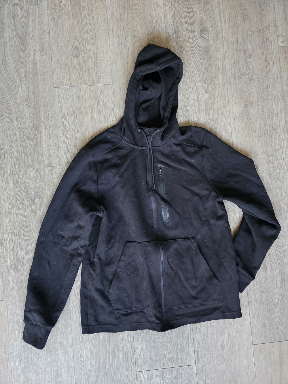 Men's Black Performance Hooded Zip Jacket